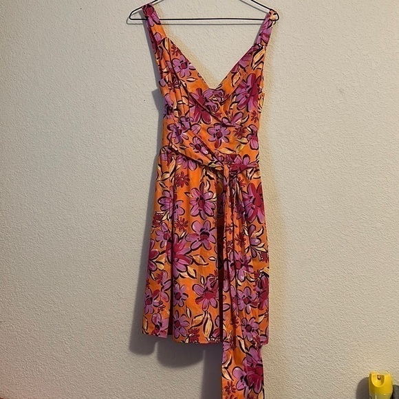 Tyler Boe Orange and Purple Floral Dress - Picture 1 of 8